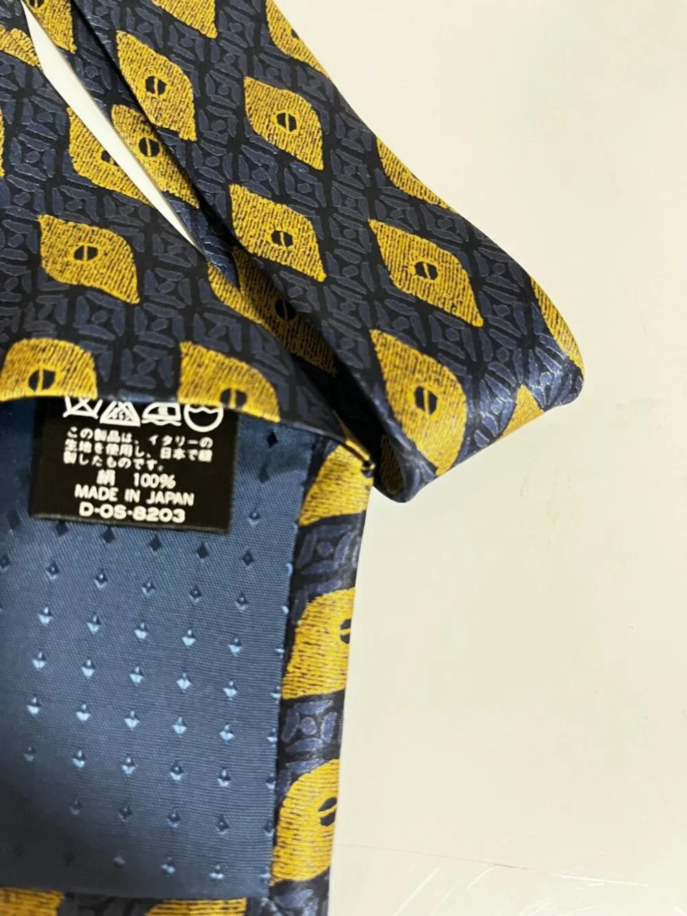 FULL MARK Made in Japan GEOMETRIC Blue & Yellow SILK Men's Tie/Preowned